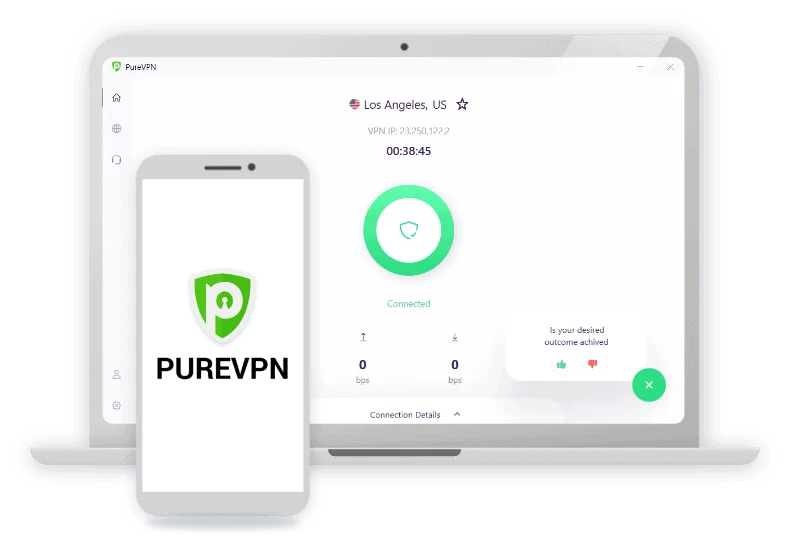 PureVPN uygulama arayüzü