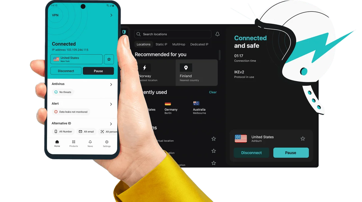 Surfshark uygulama arayüzü
